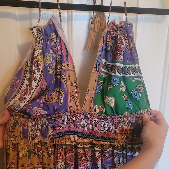 Anthropologie Green and Pink Maxi Dress - Picture 9 of 10